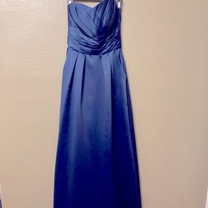 B2 Navy Satin Strapless Bridesmaids Dress Pockets!